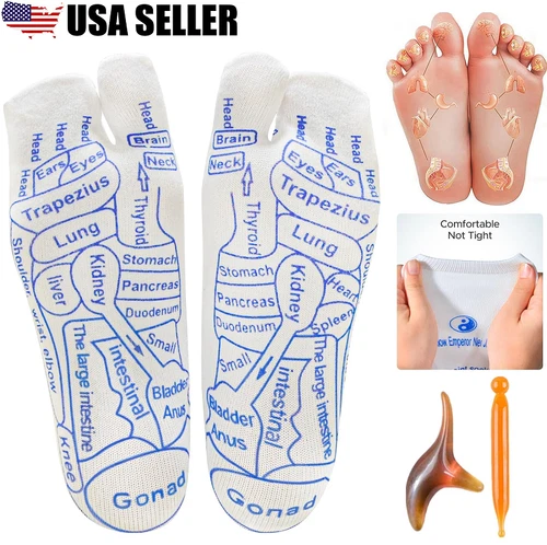 Acupressure Reflexology Socks With Trigger Point Massage Tool Foot Massage Sock - Picture 3 of 20