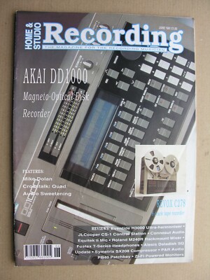 1991 HOME & STUDIO RECORDING Akai DD1000 Magneto-Optical Disk Roland M240R Mixer
