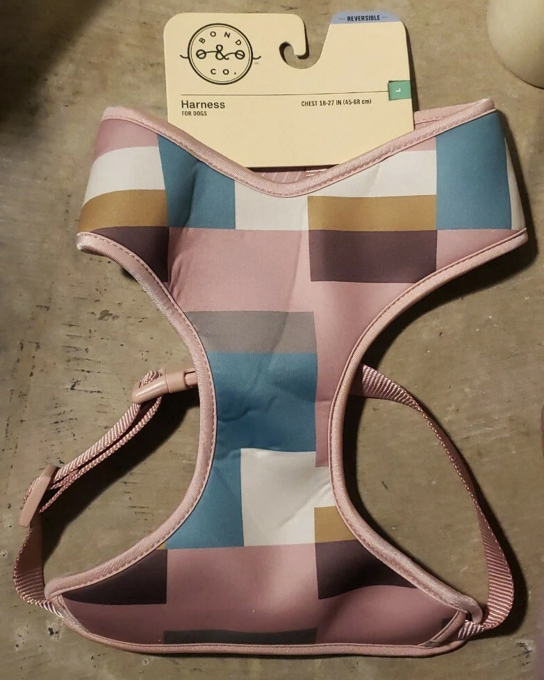 Bond Co. Pink Colorblock Reversible Dog Harness Large Chest 18 27