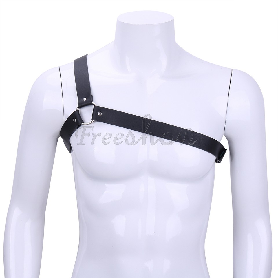 Mens Leather Body Chest Harness Clubwear Restrain Belt Costume Strap