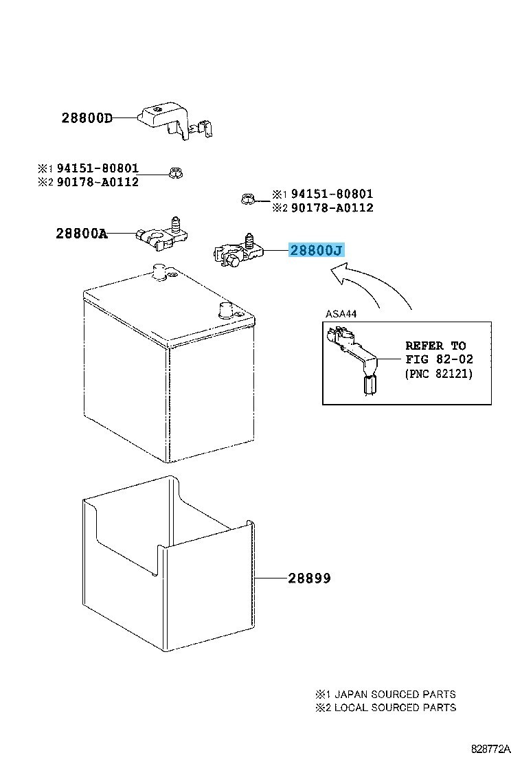 TOYOTA RAV4 ASA42 2013-2018 Genuine Battery Negative Terminal