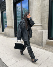 90's Women Vintage Oversized Straight biker Jacket ladies leather jacket Lambskn