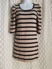 Xxi Forever 21 Women's Black & Beige Striped Stretch Bodycon Dress Size M/M