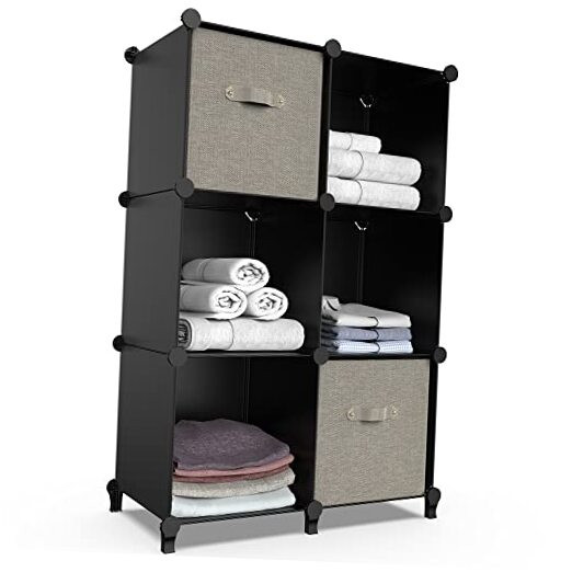 6-Cube Closet Organizer Storage Cabinet 38x38x12 Inches in Black