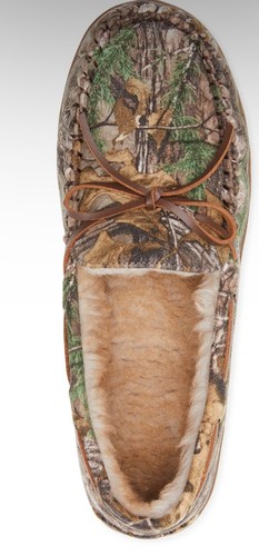 Men’s Realtree Camo Genuine Leather Trapper Moccasin Slippers, Size 7/8 - Picture 3 of 6