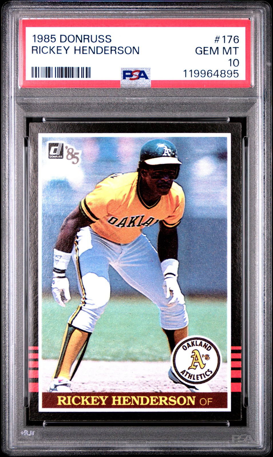 1985 DONRUSS #176 RICKEY HENDERSON PSA 10