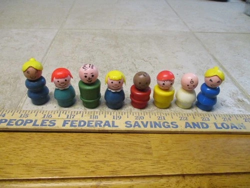 VTG Lot Fisher Price Little People Wood Plastic Figures Girls Boys J91