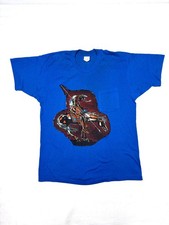 Vtg 80s End of Trail Native American Graphic Pocket T-Shirt Blue USA Made Large