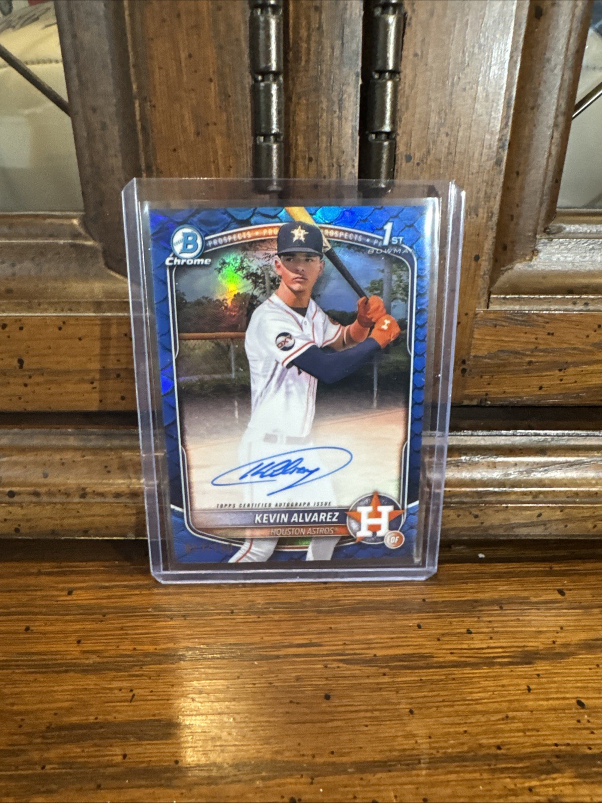 17/150! 2025 Bowman Chrome Kevin Alvarez Auto Reptilian Blue Refractor 1st /150