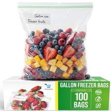 Freezer Bags 1 Gallon Resealable – 100 Count - Extra Strong 2.4 Mil
