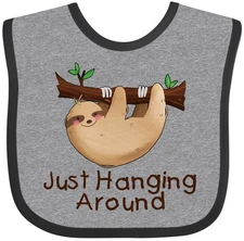 Inktastic Just Hanging Around With Cute Sloth Baby Bib Children Illustration For