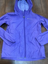 Columbia Jacket Girls Medium 10/12 Purple Hooded Rain Windbreaker RG3427