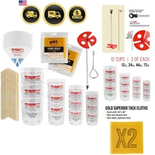 Paint Mixing Cups Kit 12 Graduated Plastic Cups Strainers Sticks Tools