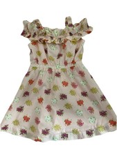 Girls Janie  Jack Pink Floral Cold Shoulder Dress Size 3 100 Cotton