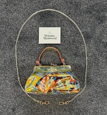 Vivienne Westwood Archive Orb Frame Purse Metallic Iridescent Chain Clutch Bag