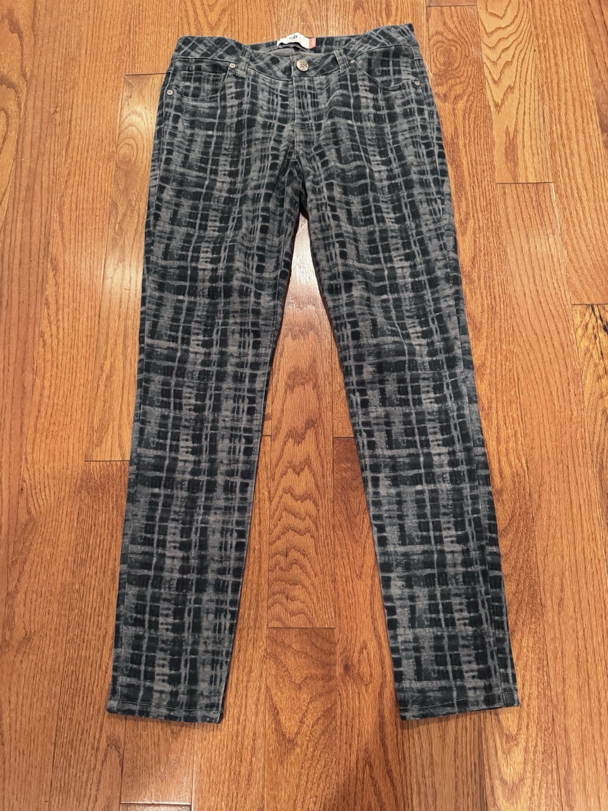Cabi Jeans Grid Prnt Skinny Womens Size 8 Stretch Style 3047 Dark Academia