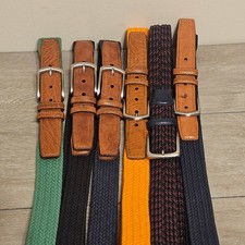 Lot of (6) Torino Leather Co Mens Woven Stretch Belt Lot Size 44 Made in USA