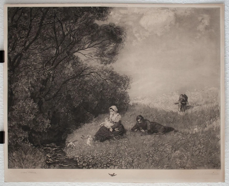 Franz Börner nach Hans Thoma Ein Sommertag Großformat signiert Mezzotinto 1900 - Bild 2 von 3