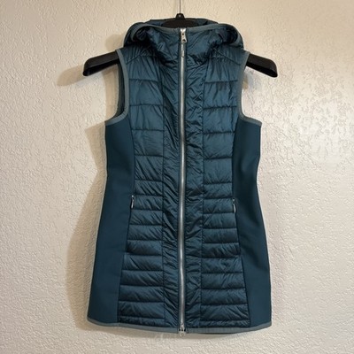 Obermeyer Miriam Hybrid Vest Women's Small Blue Teal Hooded Insulated Softshell