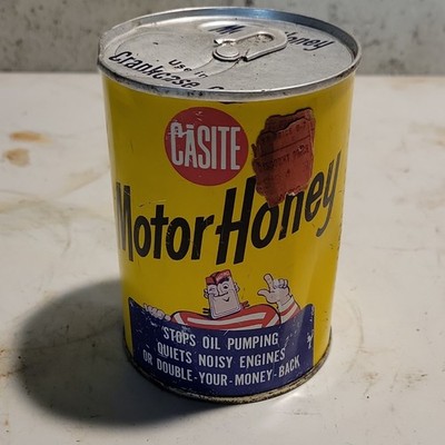 Casite Motor Honey Oil Advertising Can Yellow Blue Gas & Oil Theme