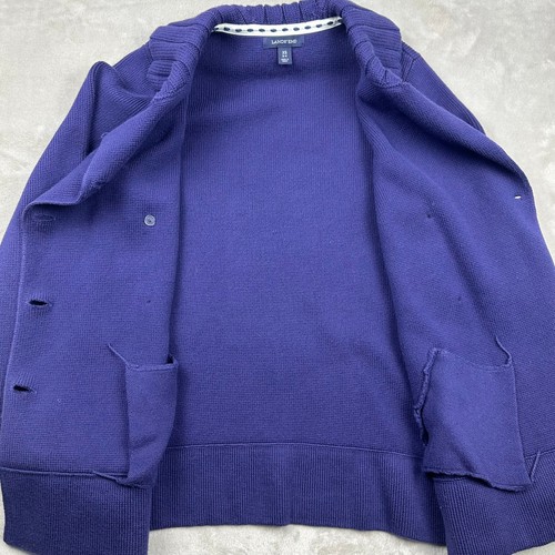 Cardigan Lands End blu con bottoni ancoraggio doppiopetto in maglia pavone XS - Foto 11 di 18