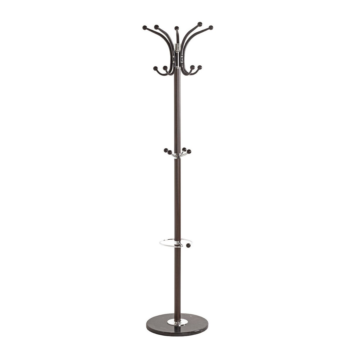 Porte-manteau Vinty en chrome et bois marron haute qualité