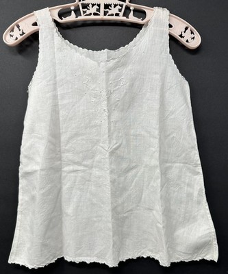 Vintage White Large Doll or Infant Cotton Dress Slip Handmade Madeira Size 2