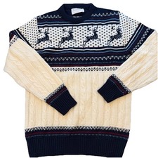Jantzen Reindeer Snowflake Long Sleeve Sweater Crew Neck Men's Sz M Vintage USA