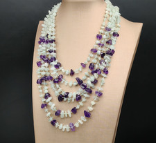 Collana donna avventurina verde ametista naturale collier multifilo