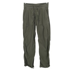 LULULEMON Dance Studio Mid Rise Pants Olive Green Unlined Subtle Stripe Size 6