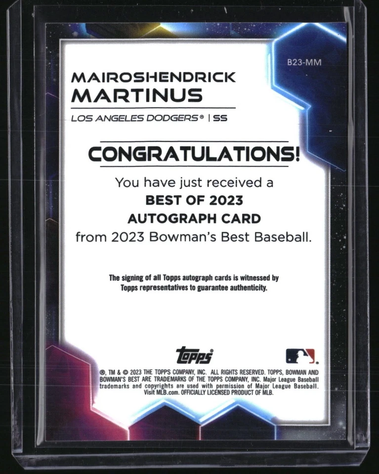 2023 Topps Bowman's Best Mairoshendrick Martinus #B23-MM 33/75 Autograph - Image 2 of 2