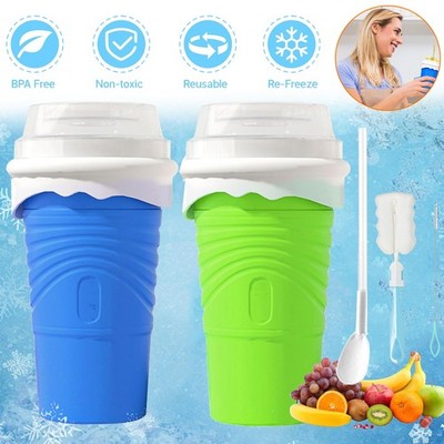 Slushy Maker, Silikon Squeeze Slush Becher, Frozen Magic Eis Becher mit Deckel
