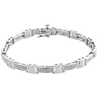"925 Sterling Silber Echt Diamant Link Statement Fancy Pavé Armband 7\" | 1/7 Ct."