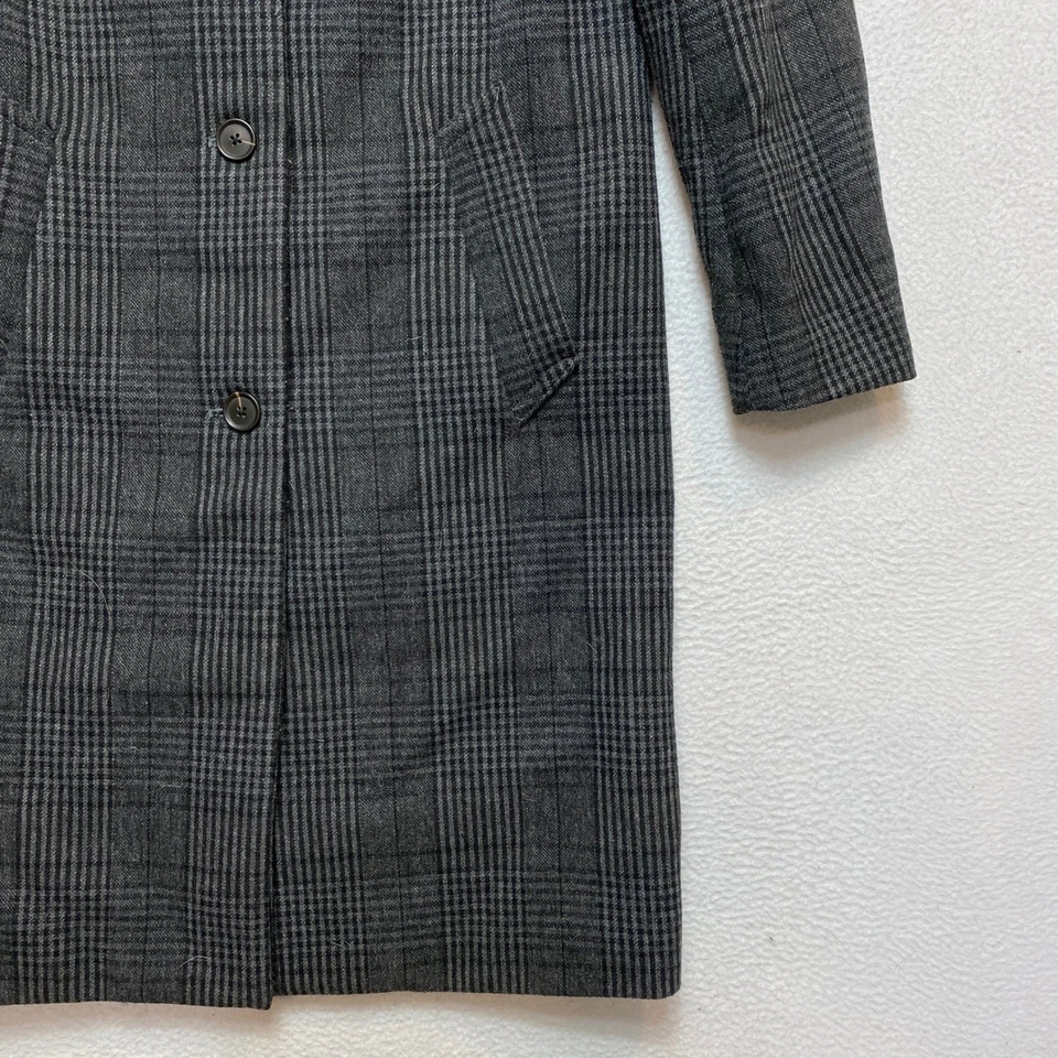 Gabardina Abercrombie Fitch mezcla de lana para mujer talla pequeña gris carbón a cuadros Foto 3 de 4
