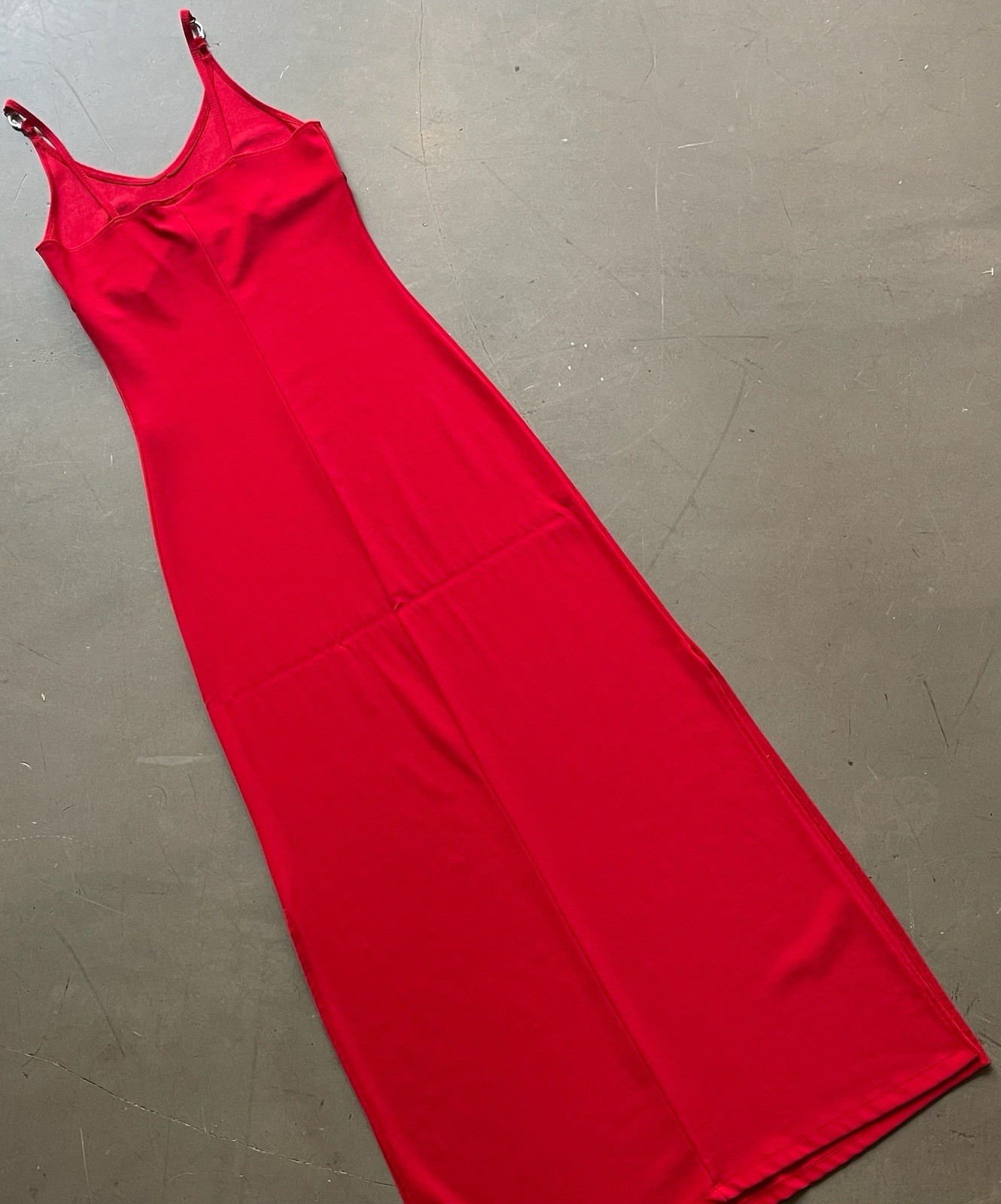 Gianni Versace Red Maxi Dress Strappy Sleeveless Logo Silver Medusa Accent M thumbnail 8