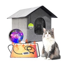 Heated Cat House for Outside-Waterproof  Windproof Outdoor Cat Shelter with ...