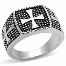Three Simple Medieval Cross 316 Stainless Steel Mens Casting Ring SZ 8-13