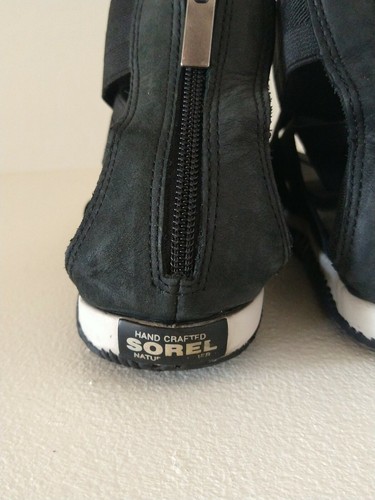 Sorel Sandals Womens Size 8 Black Stretch Strap Zip Up Back Flat Gladiator - Picture 5 of 8