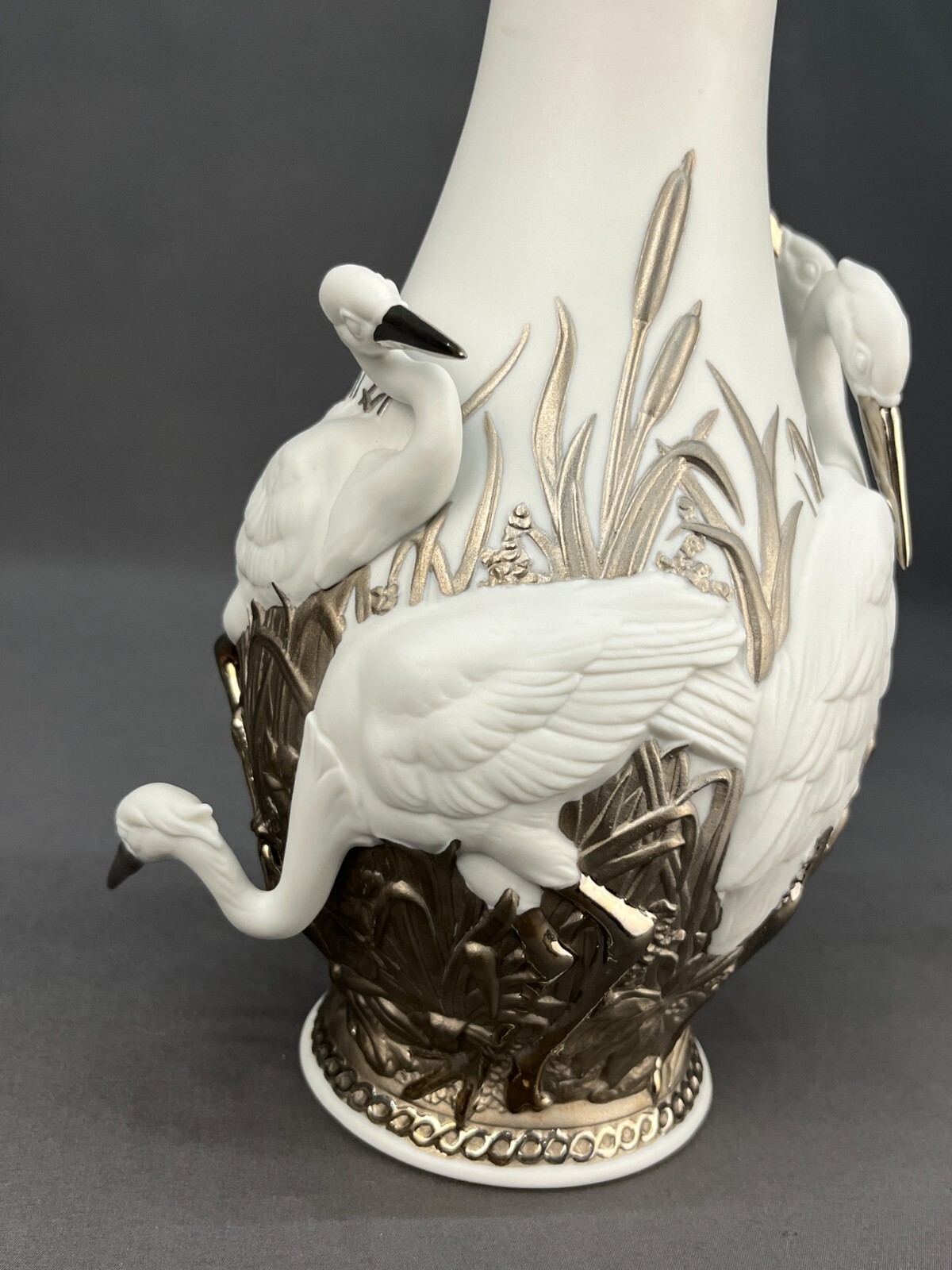 Lladro 14" Herons' Realm Silver Lustre Art Deco Porcelain Vase; Mint eBay