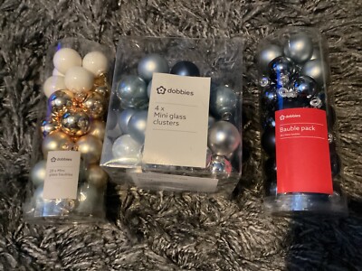 Neu in OVP 3 x Schachteln Mini Glas Weihnachtsdeko Kugeln Gold Blau Silber