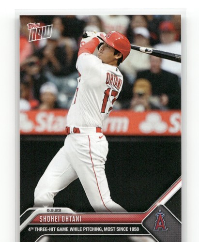 SHOHEI OHTANI 4th Three-Hit Game While Pitching 2023 Topps Now #419 PR: 3258 🔥