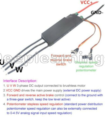 DC 6-24V 200/1000W 3 Phase Brushless Hall Motor Pump Driver ESC Speed Controller