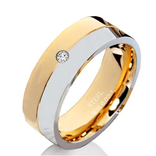 Verlobungsring mit echtem Diamant Damenring aus Edelstahl und Ring Gravur DEB12 - Bild 1 von 1