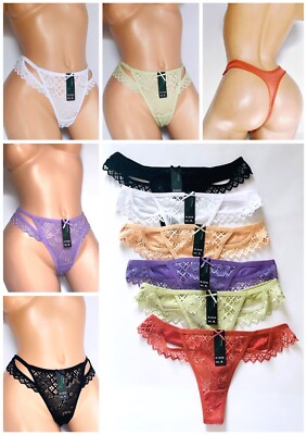 Lot 3/6 Women Cotton Thongs Sexy Lace Underwear Panties Lingerie Panty 2130 S-4X