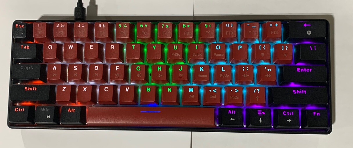 Snpurdiri 60% Wired Mechanical Keyboard, Mini Gaming Keyboard with 61 Red-image