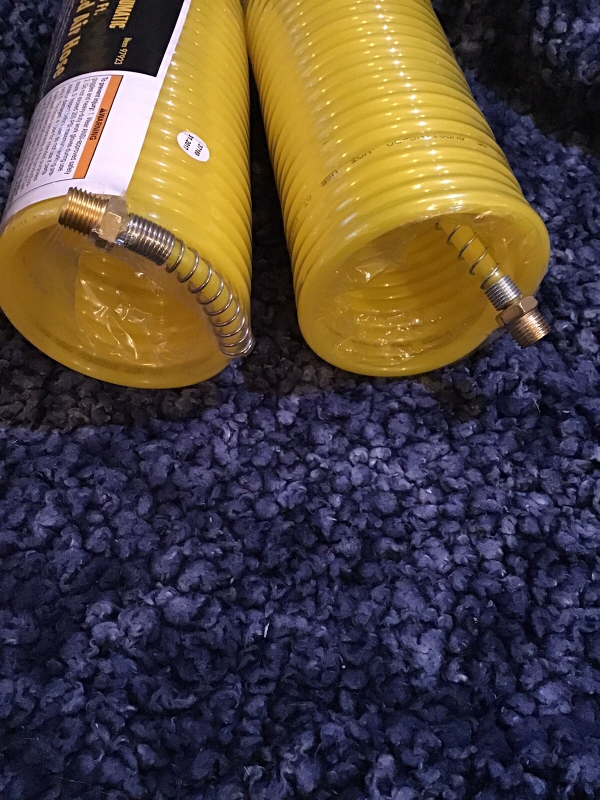Air hose 1/4 inch coiled 20 feet long set of 2