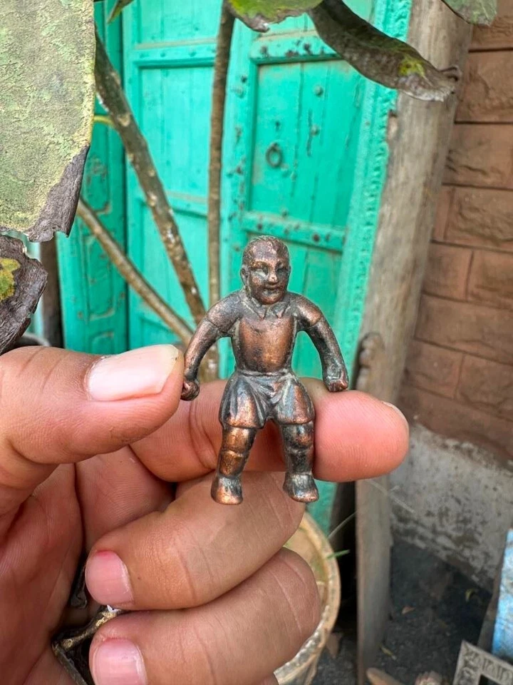 Antique 1800's Old Bronze Miniature Man Figure Sculpture - Image 2 of 4