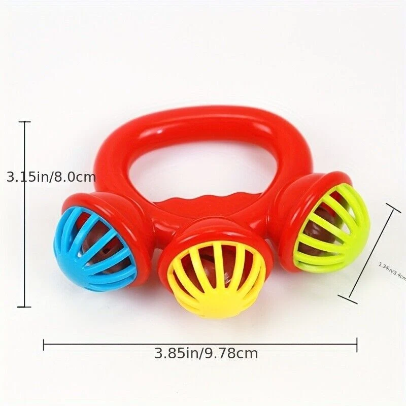 Sonajero de mano infantil juguete vibrador de 3 cabezas para bebés 0-3 años Foto 3 de 4