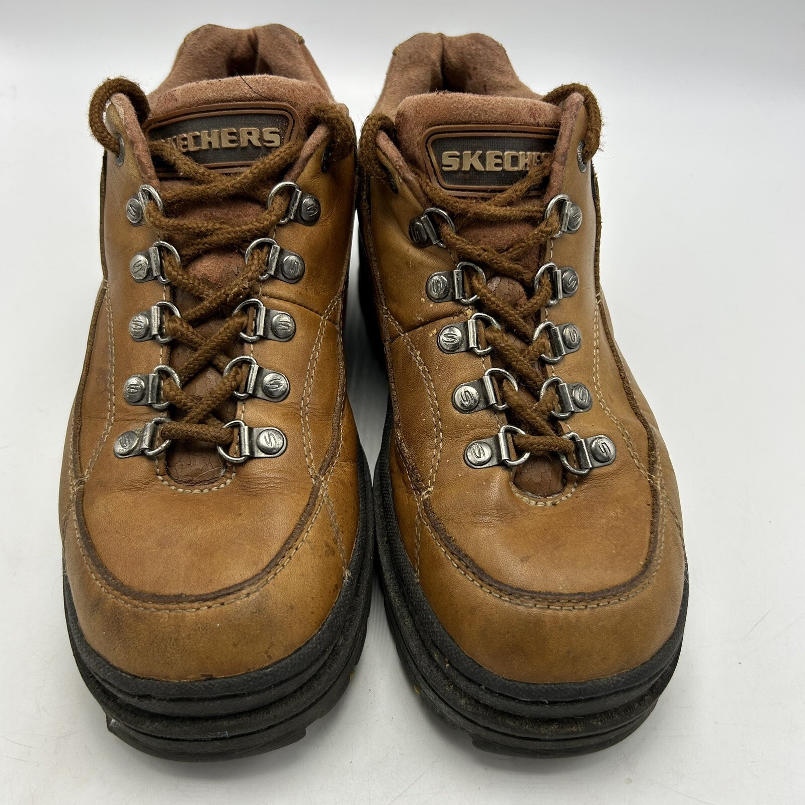 SAOLA Stivali Skechers donna suola 8 lug marrone chiaro pelle pizzo hipster Y2K leggi