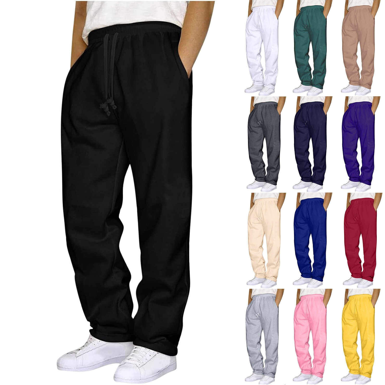 Men's Fleece Joggers - Gym Workout Sweatpants for Running & Training